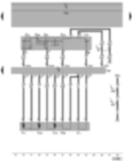 Wiring Diagram  VW TRANSPORTER 2004 - Mirror adjustment switch - driver door control unit - driver side fold-in mirror motor - driver side heated exterior mirror - fold-in mirror switch