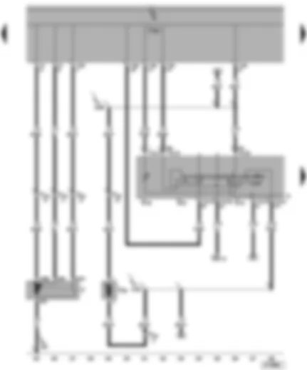 Электросхемa  VW TRANSPORTER 2005 - Блок управления бортовой сети - переключатель стеклоочистителей с прерывистым режимом работы - электродвигатель стеклоочистителя - насос омывателя ветрового и заднего стёкол