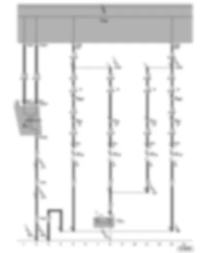 Wiring Diagram  VW TRANSPORTER 2005 - Onboard supply control unit - turn signal switch - left and right side mounted turn signal bulb - left and right roof turn mounted signal bulb