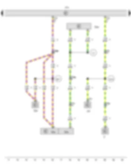 Wiring Diagram  VW TRANSPORTER 2017 - Alternator - Interior monitor send and receive module 1 - Interior monitor send and receive module 2 - Vehicle inclination sender - Rain and light sensor - Battery monitor control unit - Onboard supply control unit