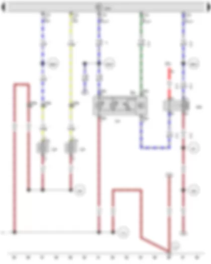 Wiring Diagram  VW TRANSPORTER 2017 - Switch and instrument illumination regulator - Onboard supply control unit - Left fog light bulb - Right fog light bulb - Fuse 2 in fuse holder F