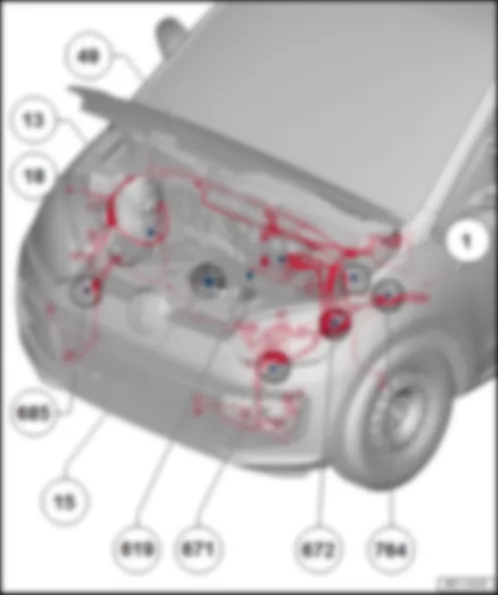 VW UP 2014 Engine compartment earth points