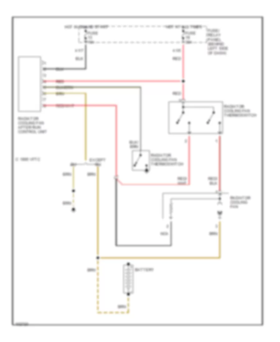 1.8L, Cooling Fan Wiring Diagram, without AC for Volkswagen Jetta Carat 1991