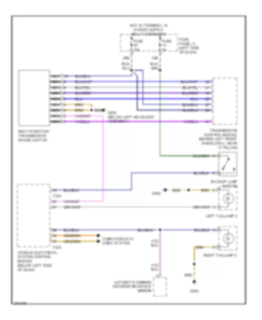 Backup Lamps Wiring Diagram Early Production with High Equipment for Volkswagen Jetta SE 2011