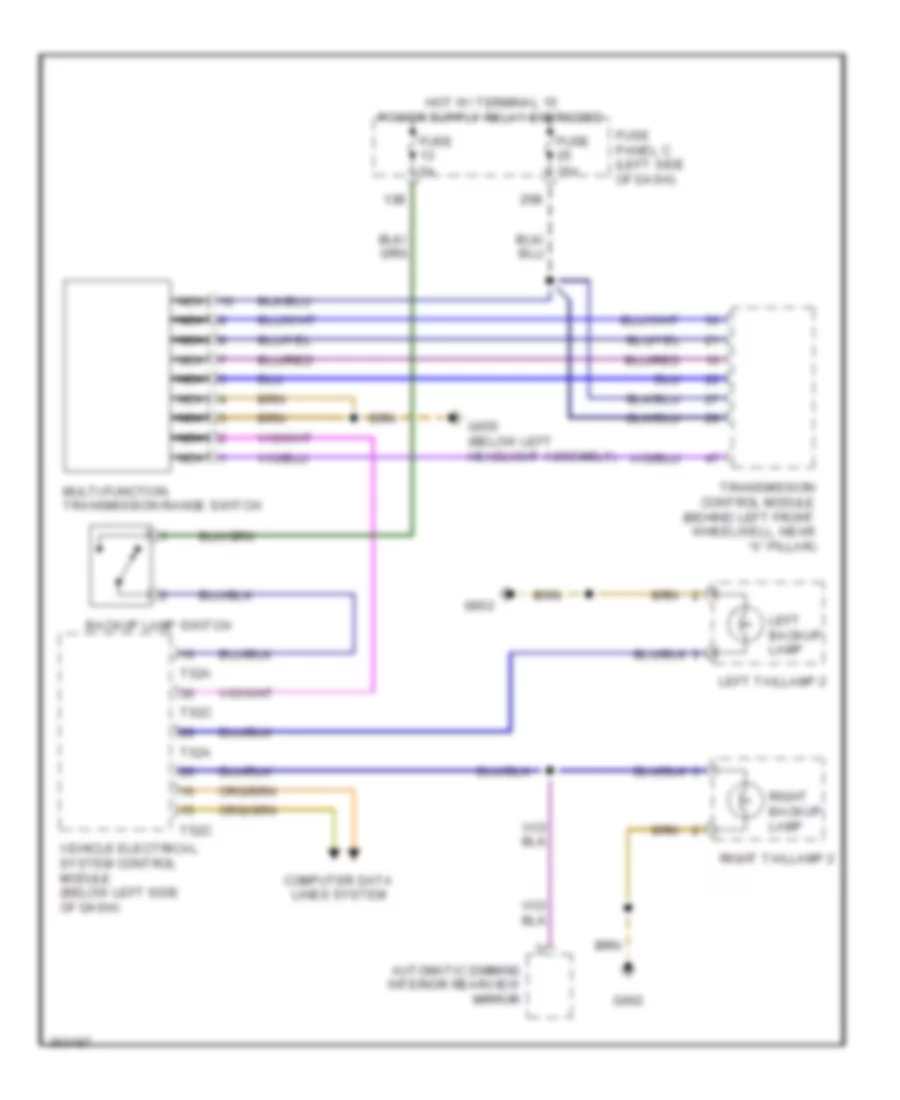 Backup Lamps Wiring Diagram Late production with High Equipment for Volkswagen Jetta SE 2011