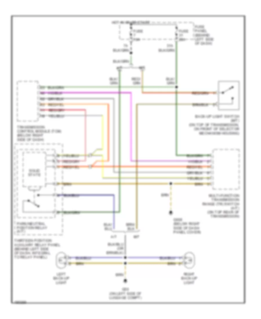 Back-up Lamps Wiring Diagram, AT Except Convertible for Volkswagen New Beetle GLS 2003