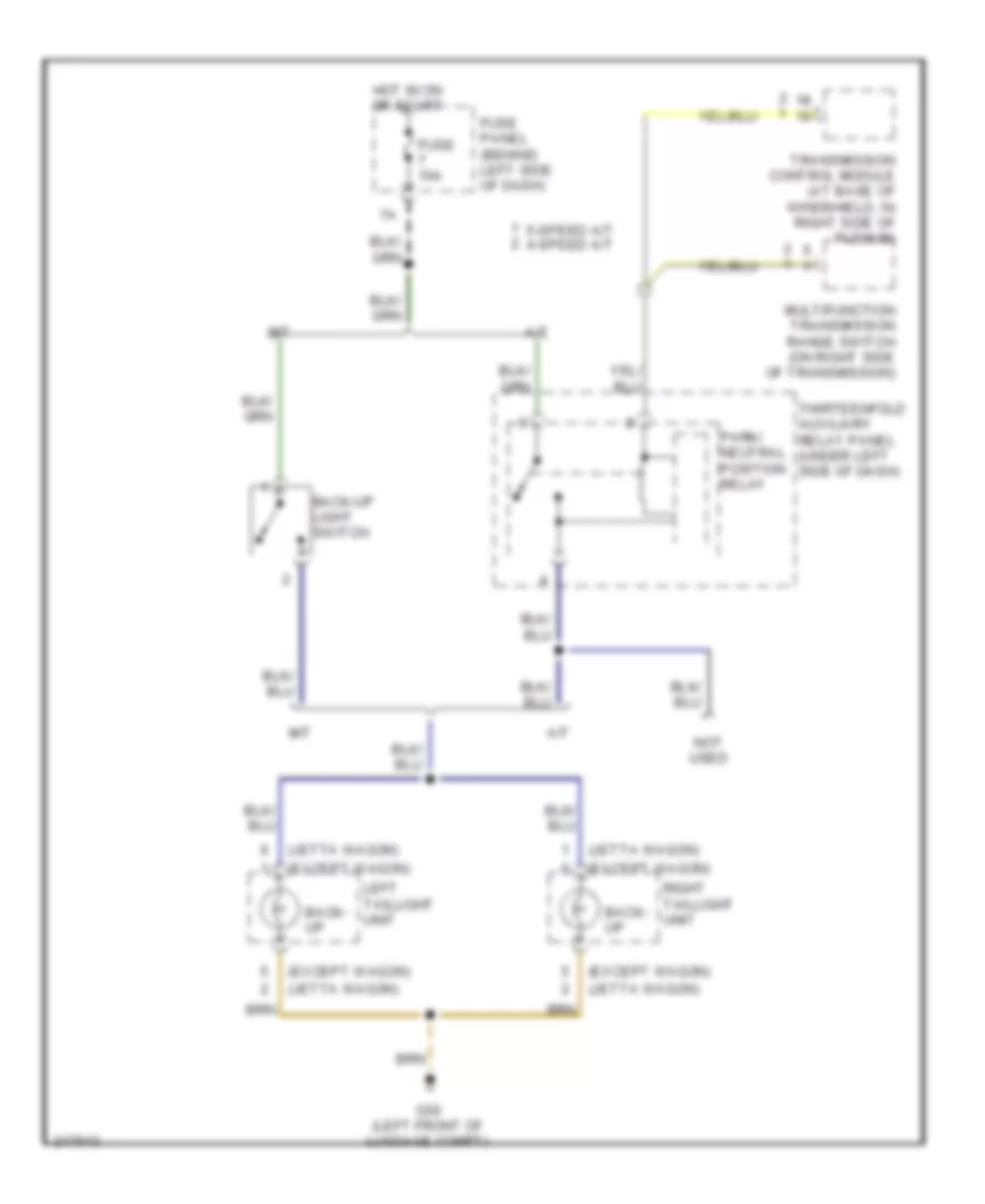 Back up Lamps Wiring Diagram for Volkswagen GTI 2004