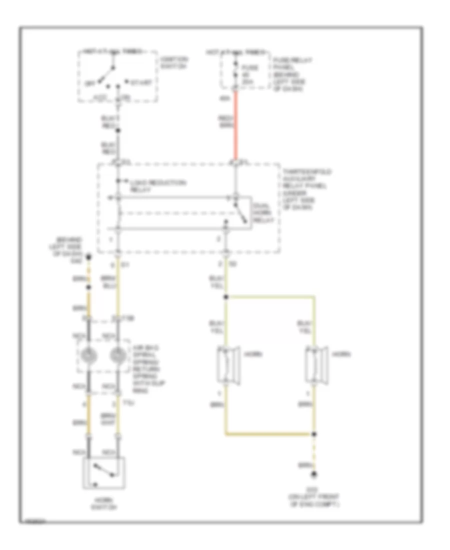 Horn Wiring Diagram without Steering Wheel Controls for Volkswagen GTI 2004