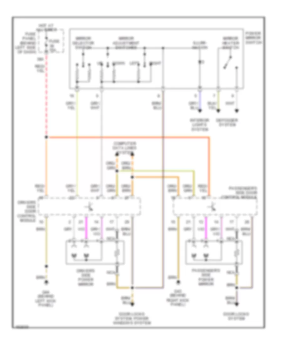 Power Mirrors Wiring Diagram for Volkswagen GTI 2004