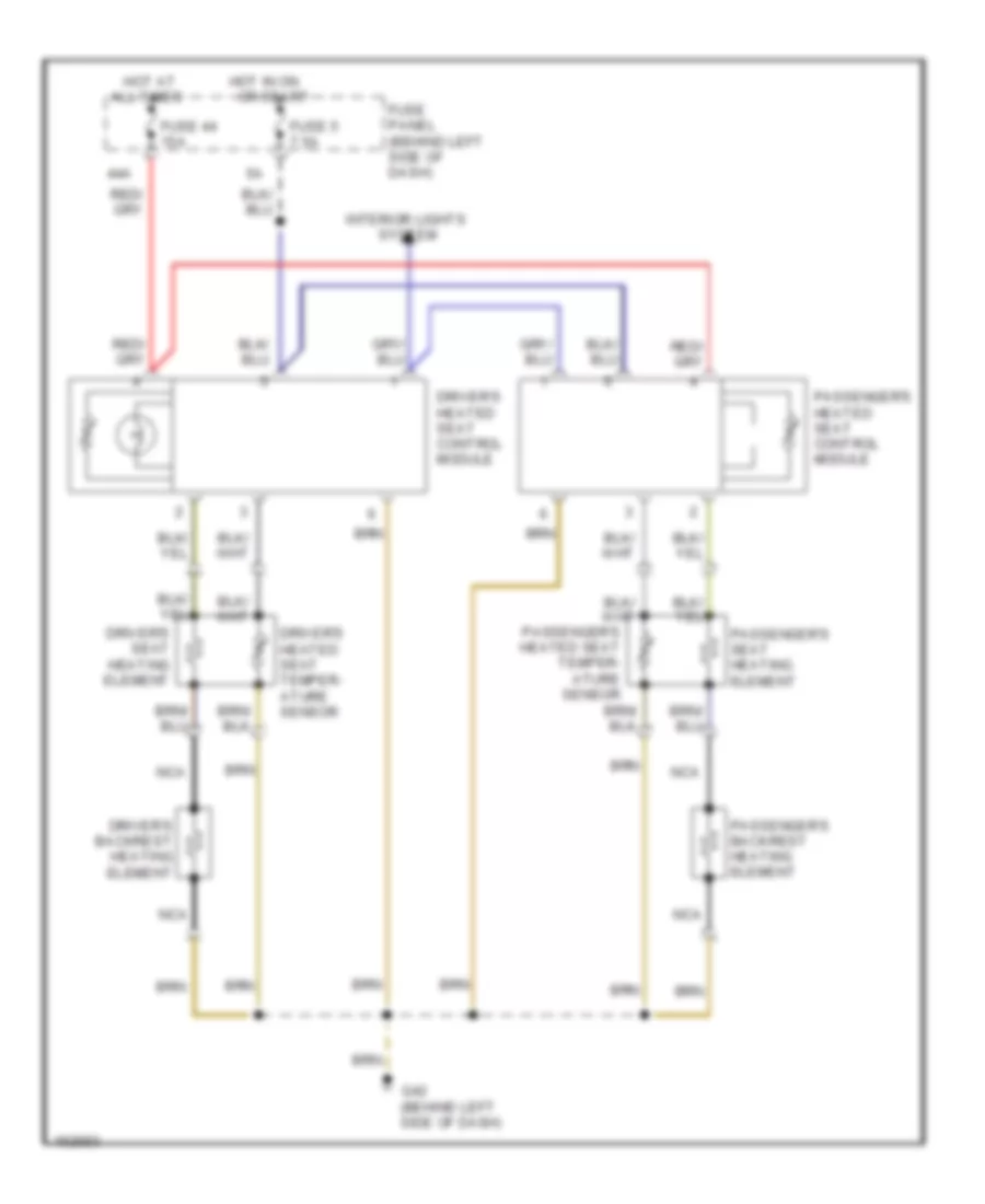 Heated Seats Wiring Diagram, without Leather Seats for Volkswagen GTI 2004