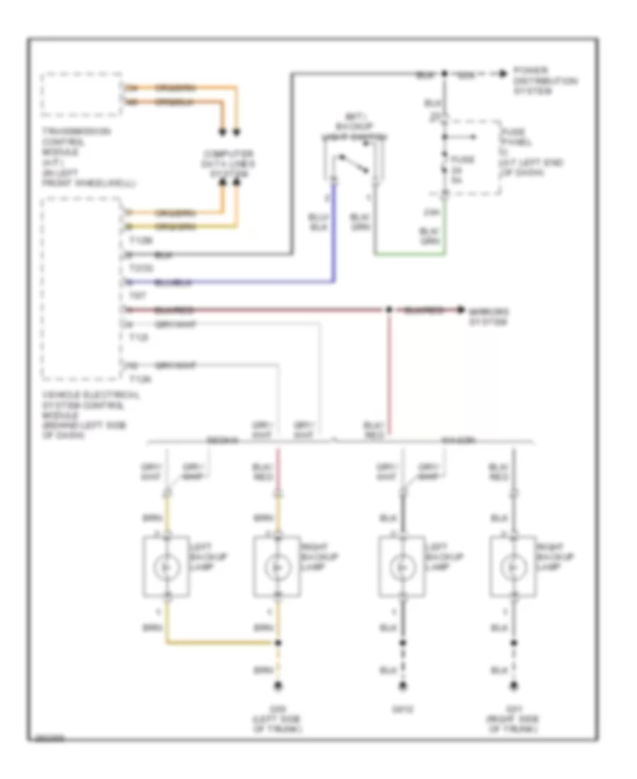 Backup Lamps Wiring Diagram for Volkswagen Passat Turbo 2008