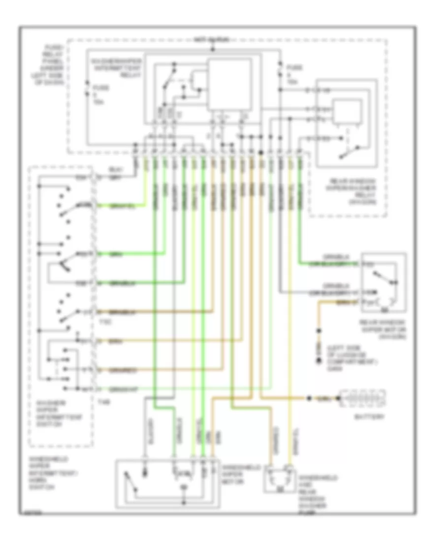 Электросхема стеклоочистителя, дворников и омывателя для Volkswagen Passat GL 1992
