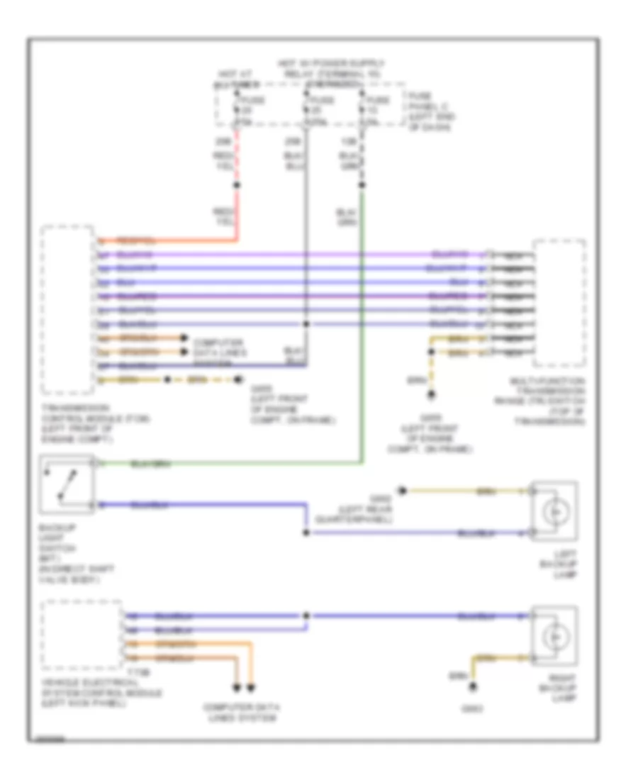 Backup Lamps Wiring Diagram for Volkswagen Beetle Turbo 2012