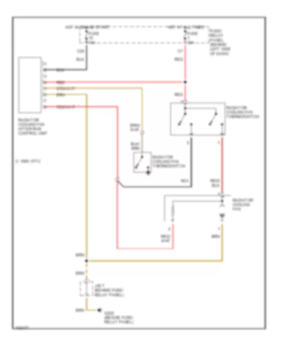 Cooling Fan Wiring Diagram, without AC for Volkswagen Cabriolet Classic 1993