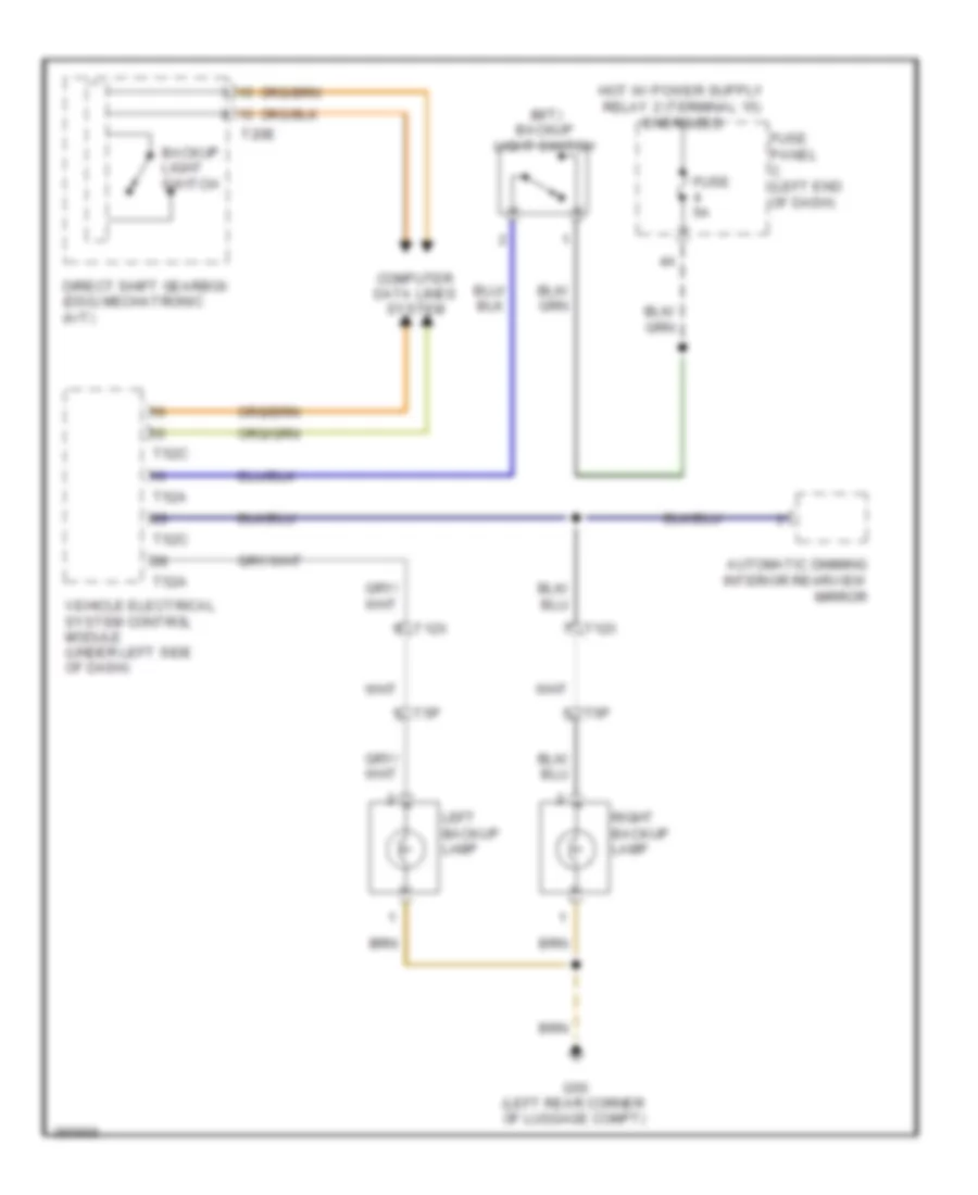 Backup Lamps Wiring Diagram for Volkswagen Eos Executive 2012