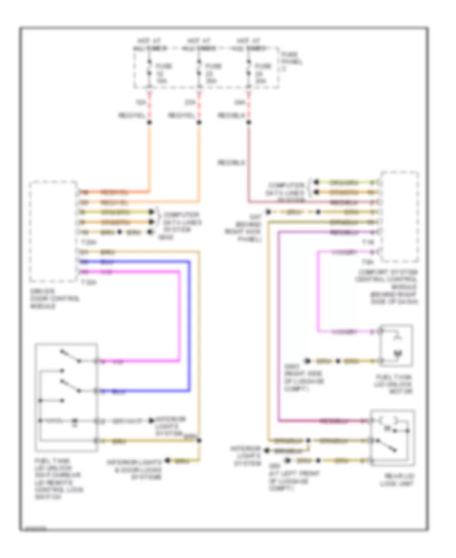 Trunk  Fuel Door Release Wiring Diagram Sedan for Volkswagen Jetta S 2009