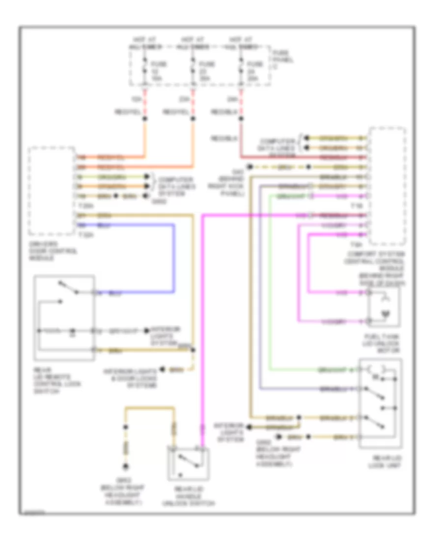 Trunk  Fuel Door Release Wiring Diagram Wagon for Volkswagen Jetta S 2009