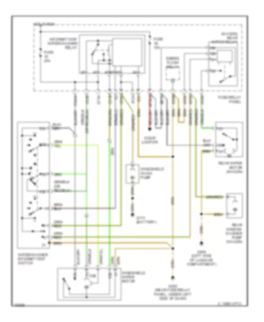 Электросхема стеклоочистителя, дворников и омывателя для Volkswagen Fox GL 1993