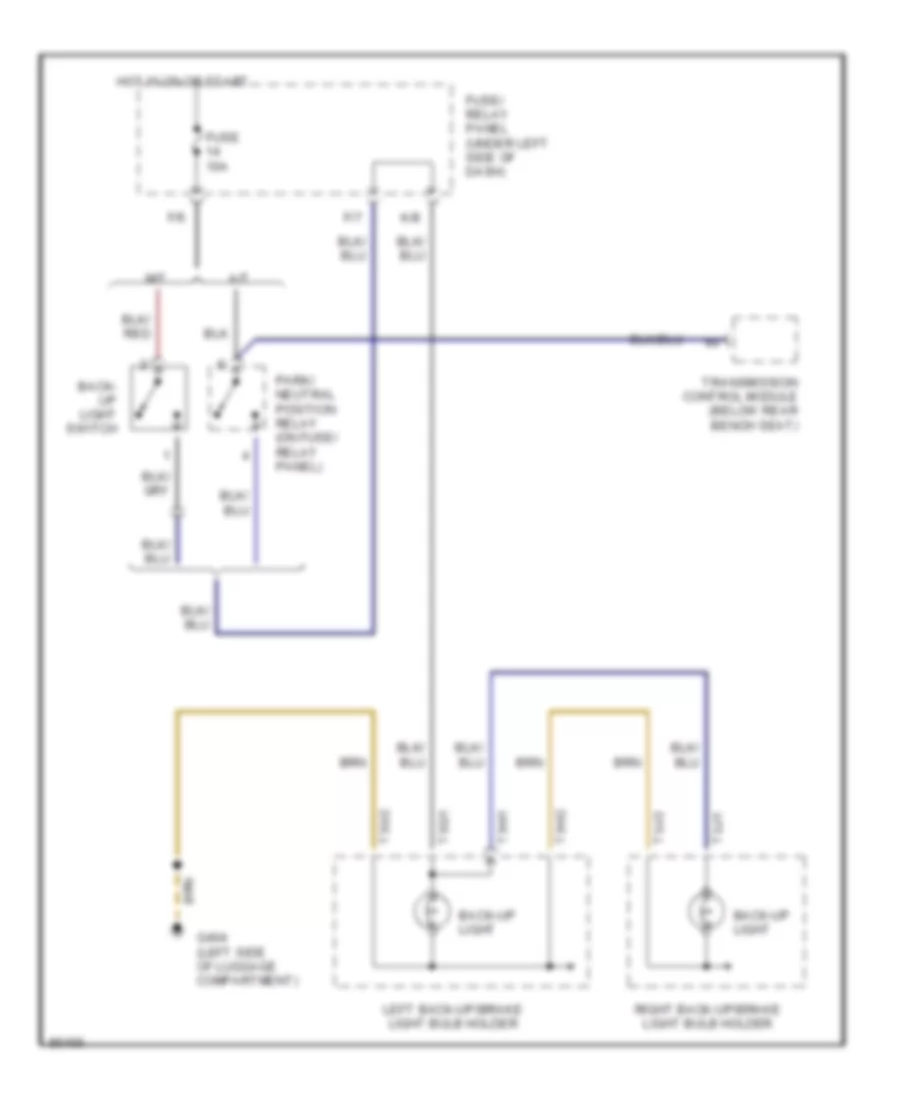 Back up Lamps Wiring Diagram for Volkswagen Jetta GL 1997