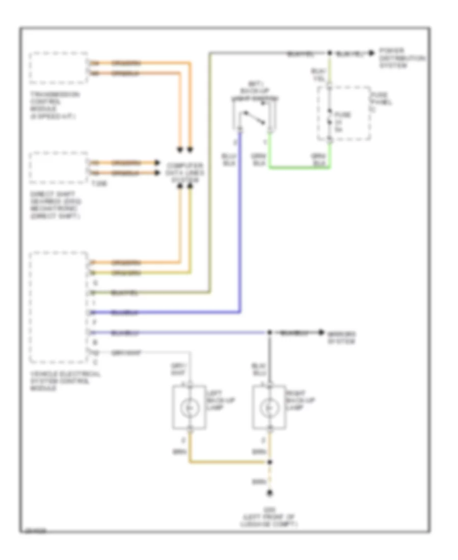 Back-up Lamps Wiring Diagram, Late Production for Volkswagen Jetta GL 2005