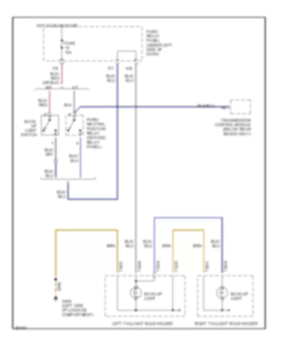 Back up Lamps Wiring Diagram for Volkswagen Cabrio GLS 1999