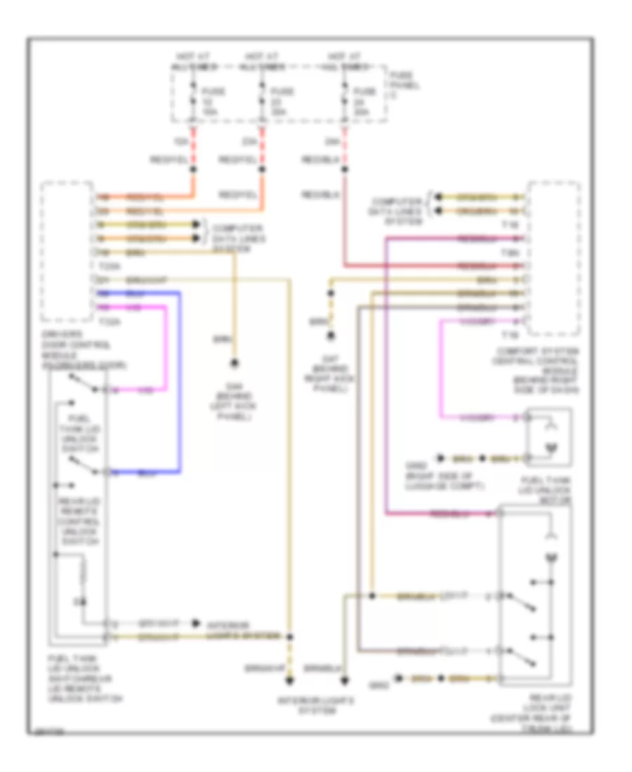 Trunk  Fuel Door Release Wiring Diagram for Volkswagen Rabbit S 2009