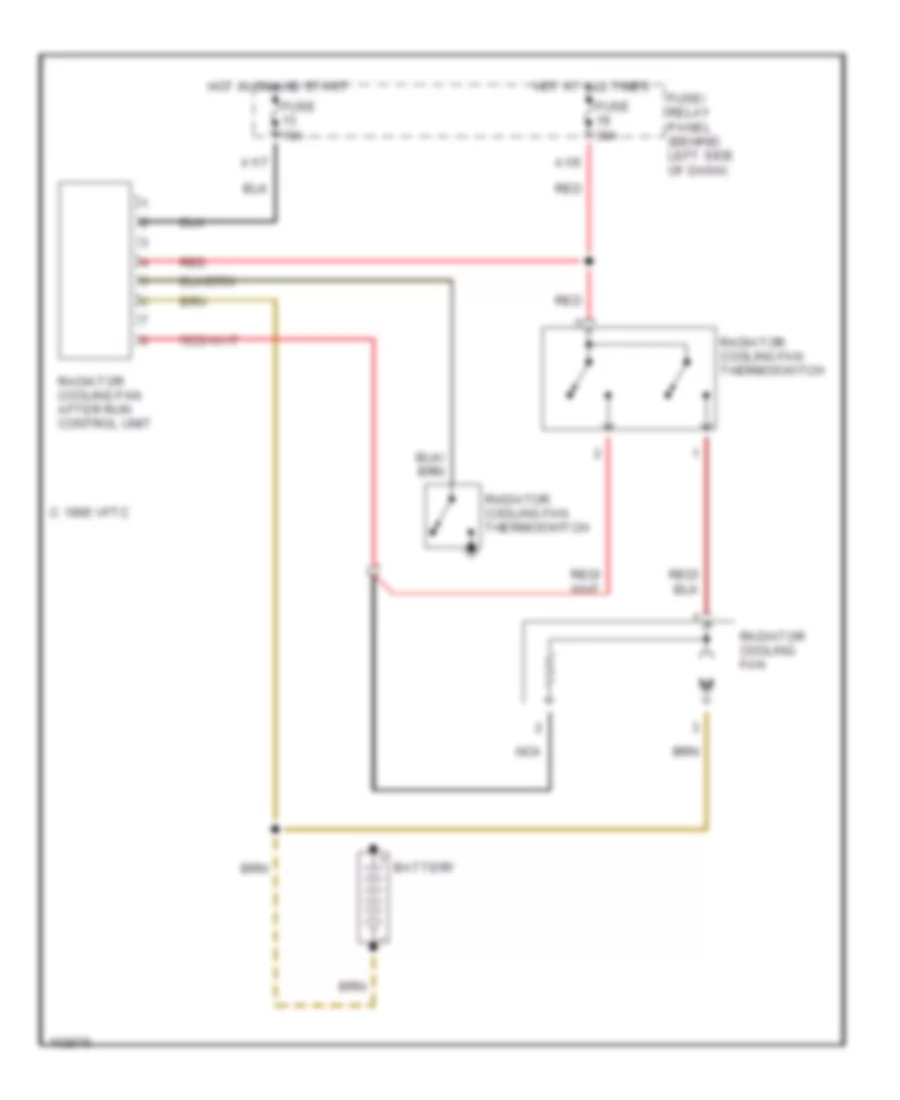 Cooling Fan Wiring Diagram, without AC for Volkswagen GTI 1992