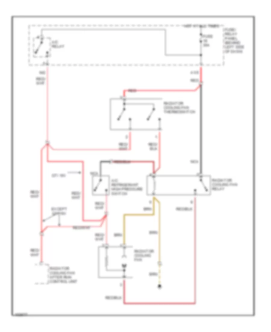 1.8L, Cooling Fan Wiring Diagram, with AC for Volkswagen Golf GL 1992