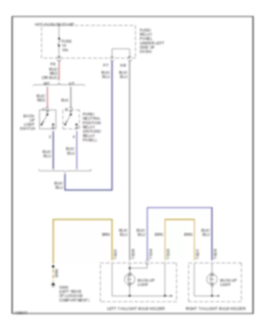 Back up Lamps Wiring Diagram for Volkswagen Cabrio GL 2000