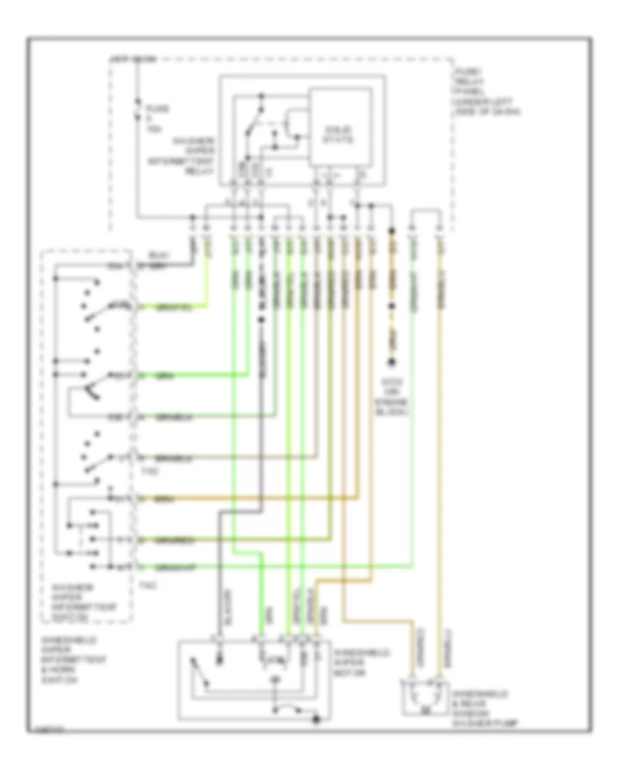Электросхема стеклоочистителя, дворников и омывателя для Volkswagen Cabrio GLS 2000