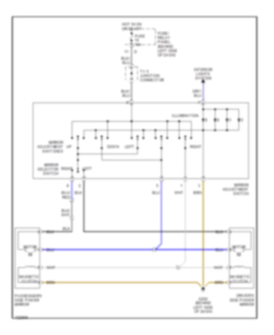 Power Mirrors Wiring Diagram for Volkswagen EuroVan GLS 2000