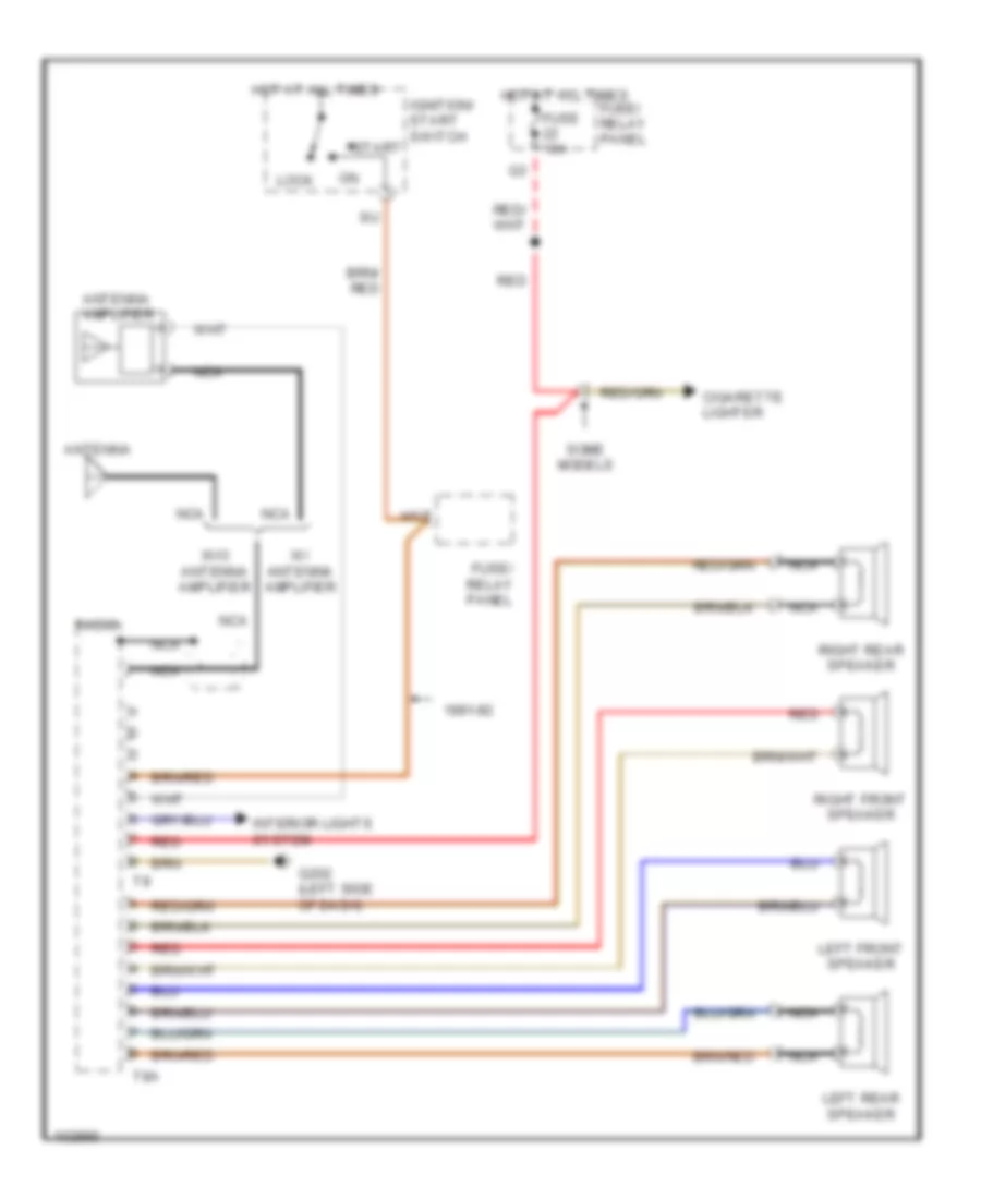 Radio Wiring Diagrams Provisions with 4 speakers for Volkswagen Jetta GLI 1991