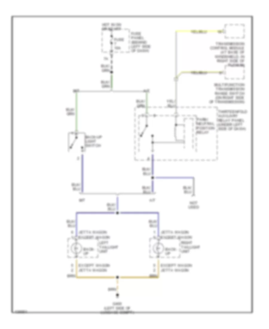 Back up Lamps Wiring Diagram for Volkswagen Jetta GL 2000