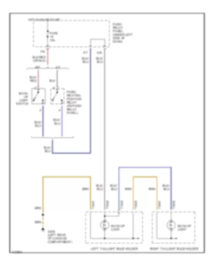 Back up Lamps Wiring Diagram for Volkswagen Cabrio GL 2001