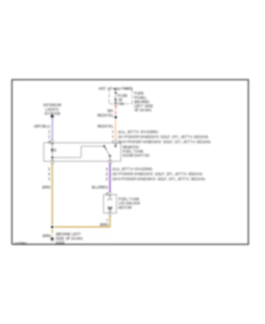 Fuel Door Release Wiring Diagram for Volkswagen Jetta Wolfsburg Edition 2001