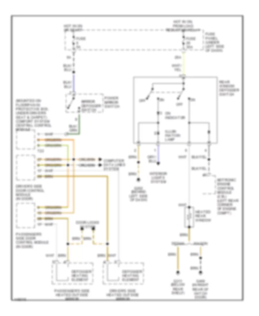 Defogger Wiring Diagram Early Production for Volkswagen Passat GLS 2001