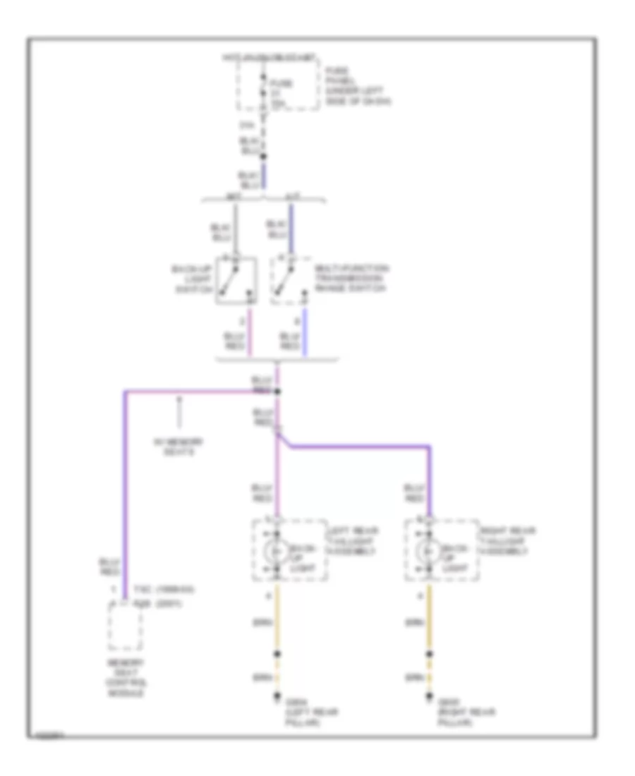 Back up Lamps Wiring Diagram Early Production for Volkswagen Passat GLS 2001