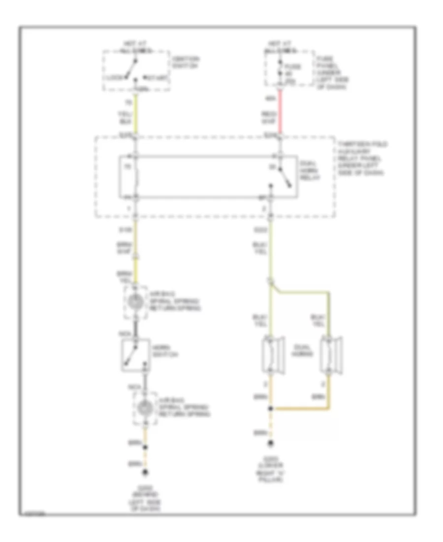 Horn Wiring Diagram Early Production without Multi Function Steering Wheel for Volkswagen Passat GLS 2001