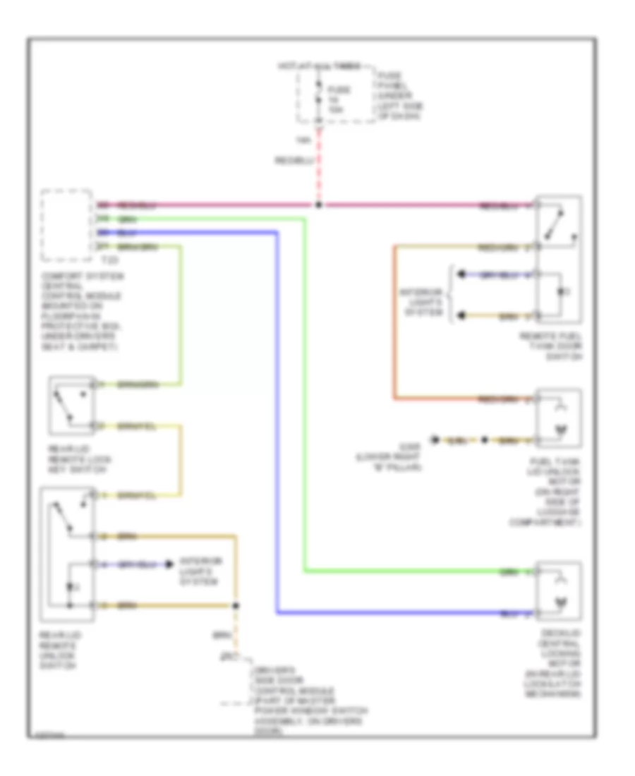 Trunk  Fuel Door Release Wiring Diagram Early Production Sedan for Volkswagen Passat GLS 2001