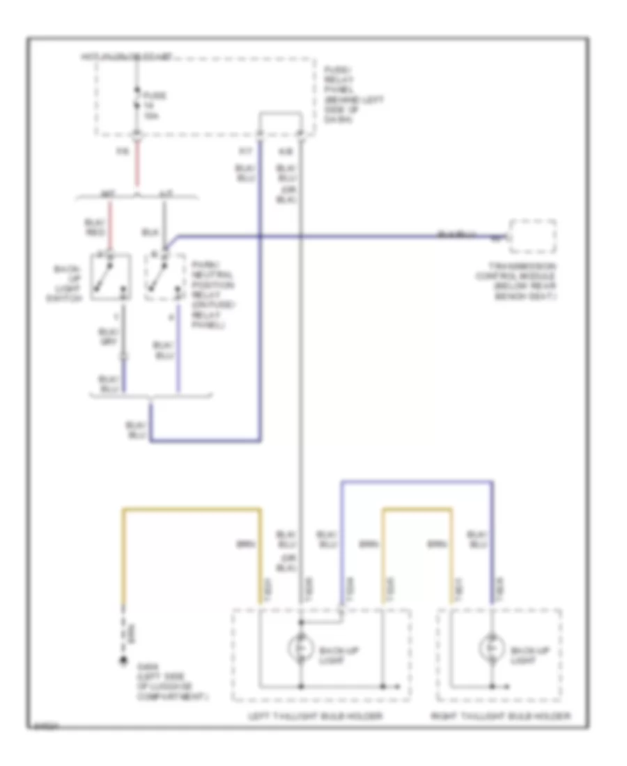 Back up Lamps Wiring Diagram for Volkswagen GTI 1996