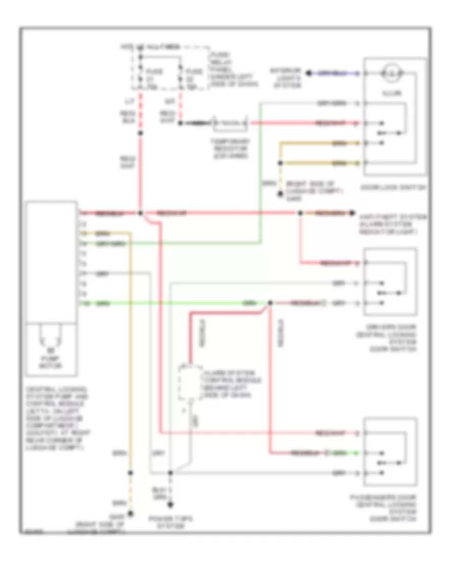 Power Door Lock Wiring Diagram for Volkswagen GTI 1996