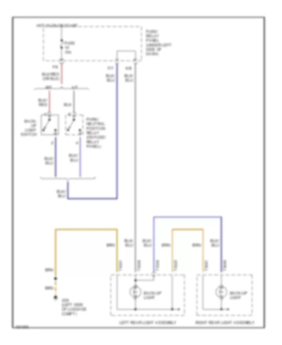 Back up Lamps Wiring Diagram for Volkswagen Cabrio GL 2002