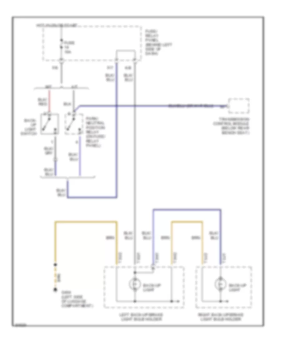Back up Lamps Wiring Diagram for Volkswagen Jetta GL 1996