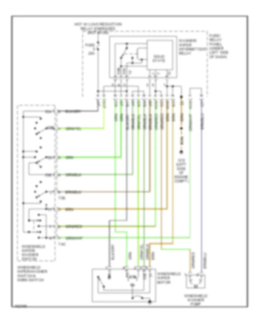 Электросхема стеклоочистителя, дворников и омывателя для Volkswagen Cabrio GLS 2002