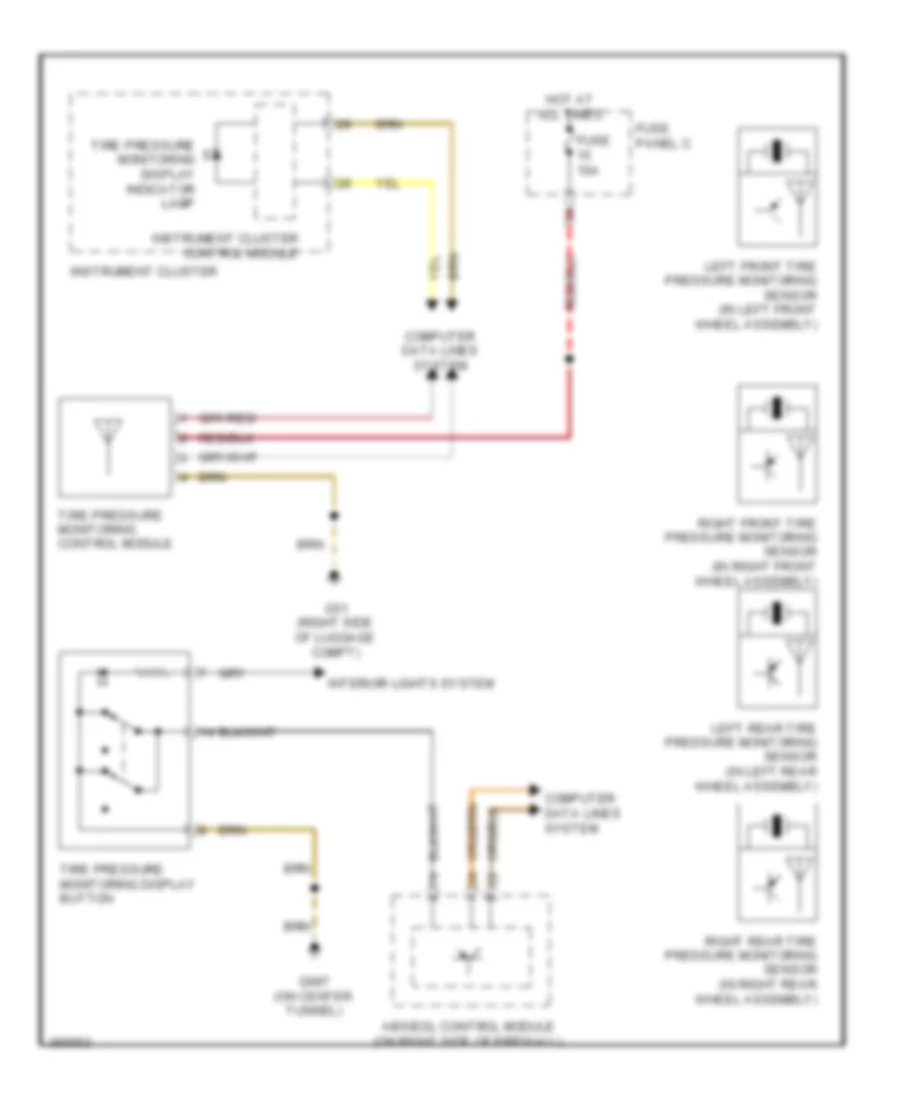 Tire Pressure Monitoring Wiring Diagram, Late Production for Volkswagen CC Luxury 2010
