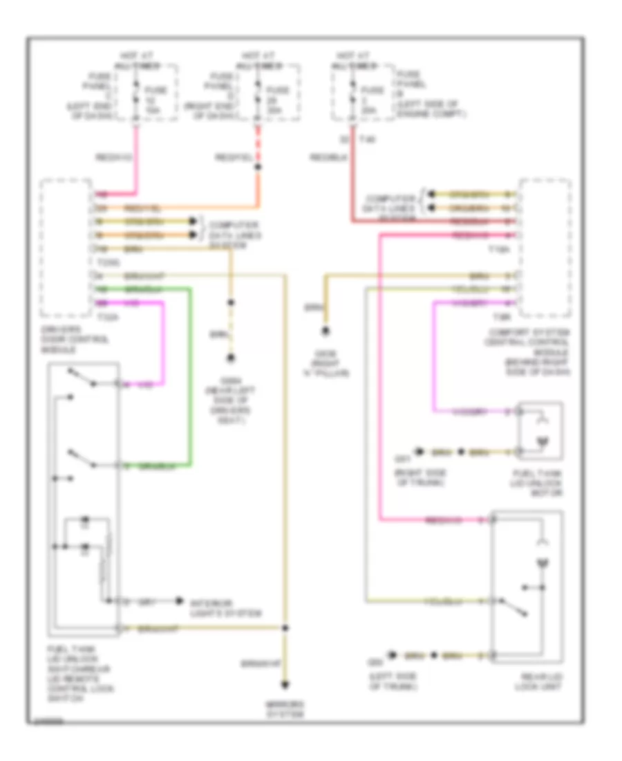 Trunk  Fuel Door Release Wiring Diagram Sedan Premium for Volkswagen Passat Value Edition 2006