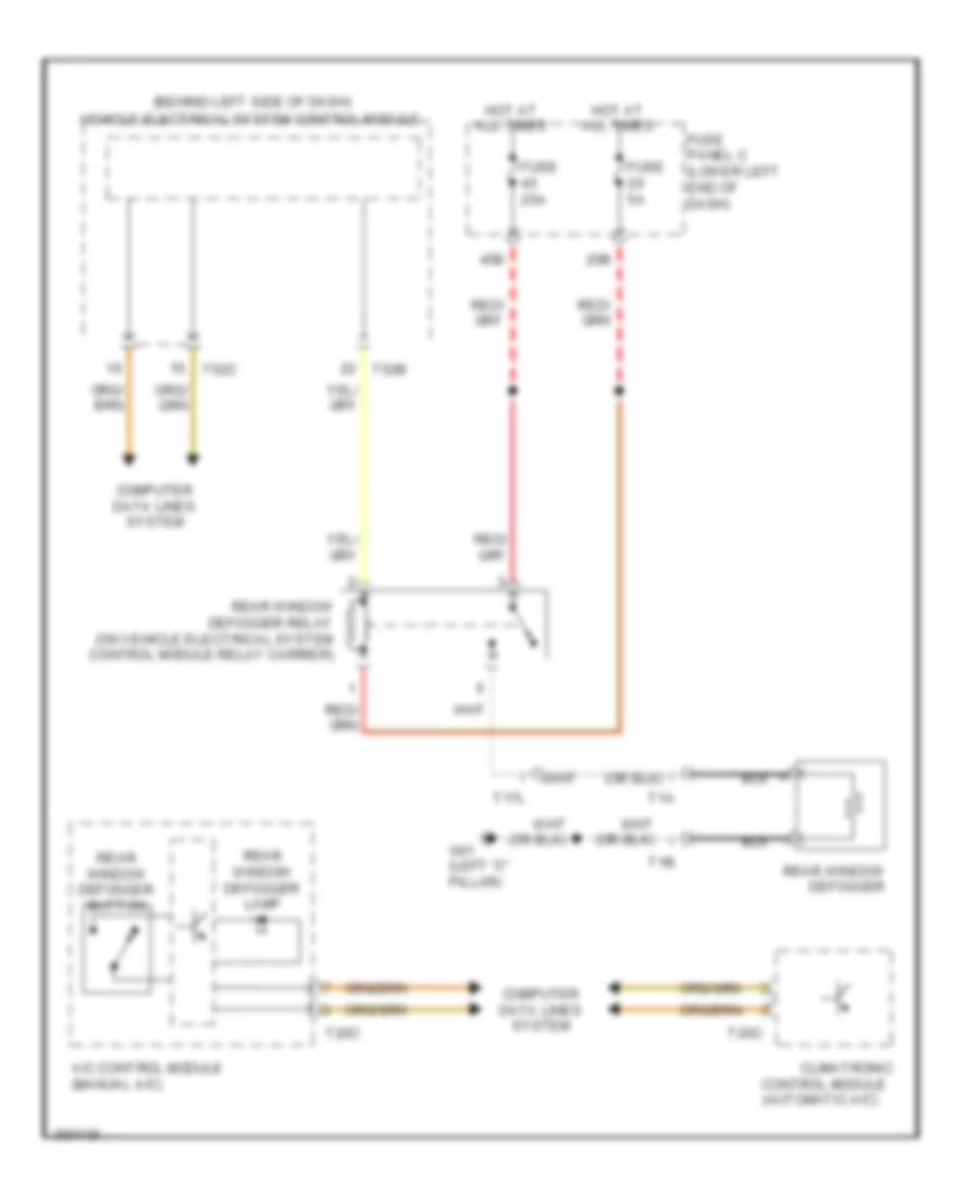 Rear Defogger Wiring Diagram Late Production for Volkswagen Tiguan S 2010