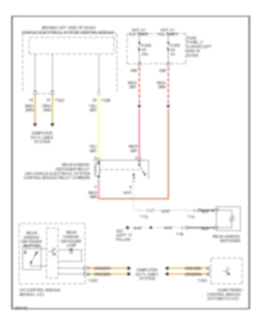 Rear Defogger Wiring Diagram Early Production for Volkswagen Tiguan S 4Motion 2010