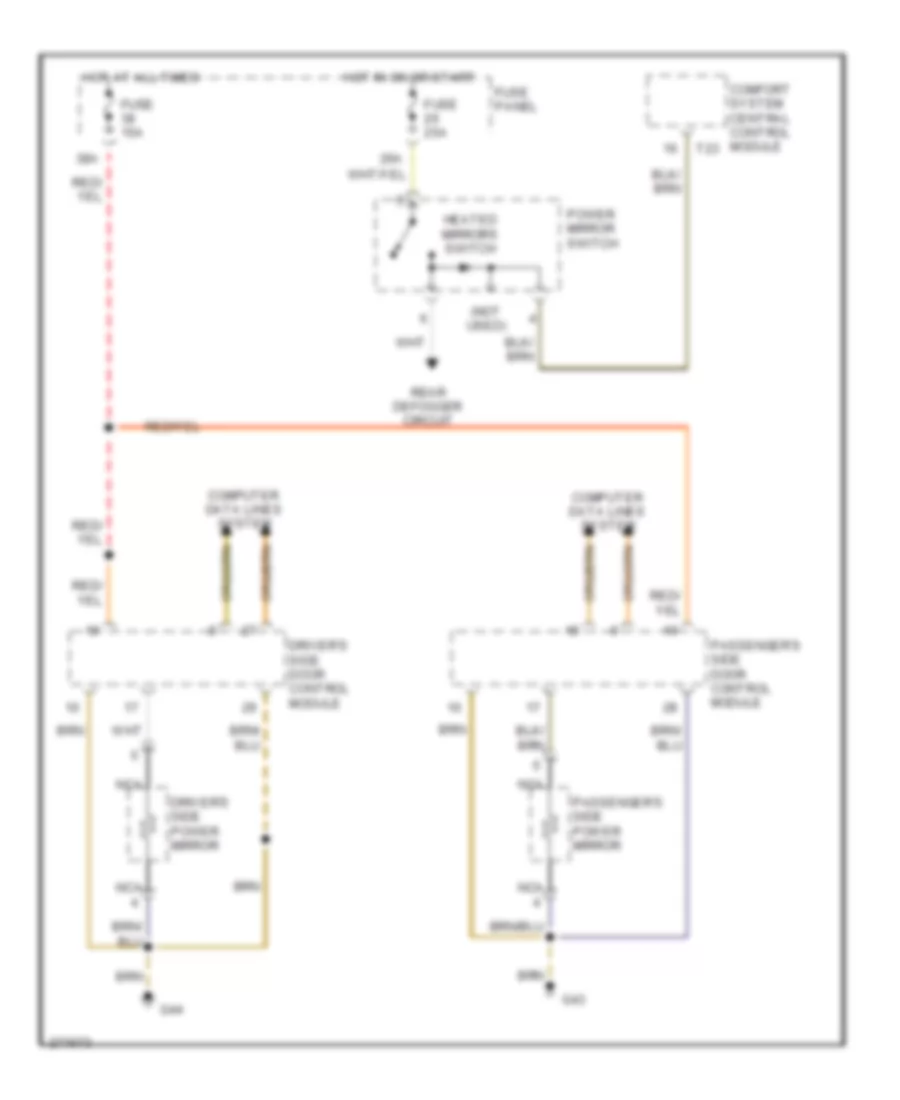 Heated Mirrors Wiring Diagram, Except Convertible for Volkswagen New Beetle 2007