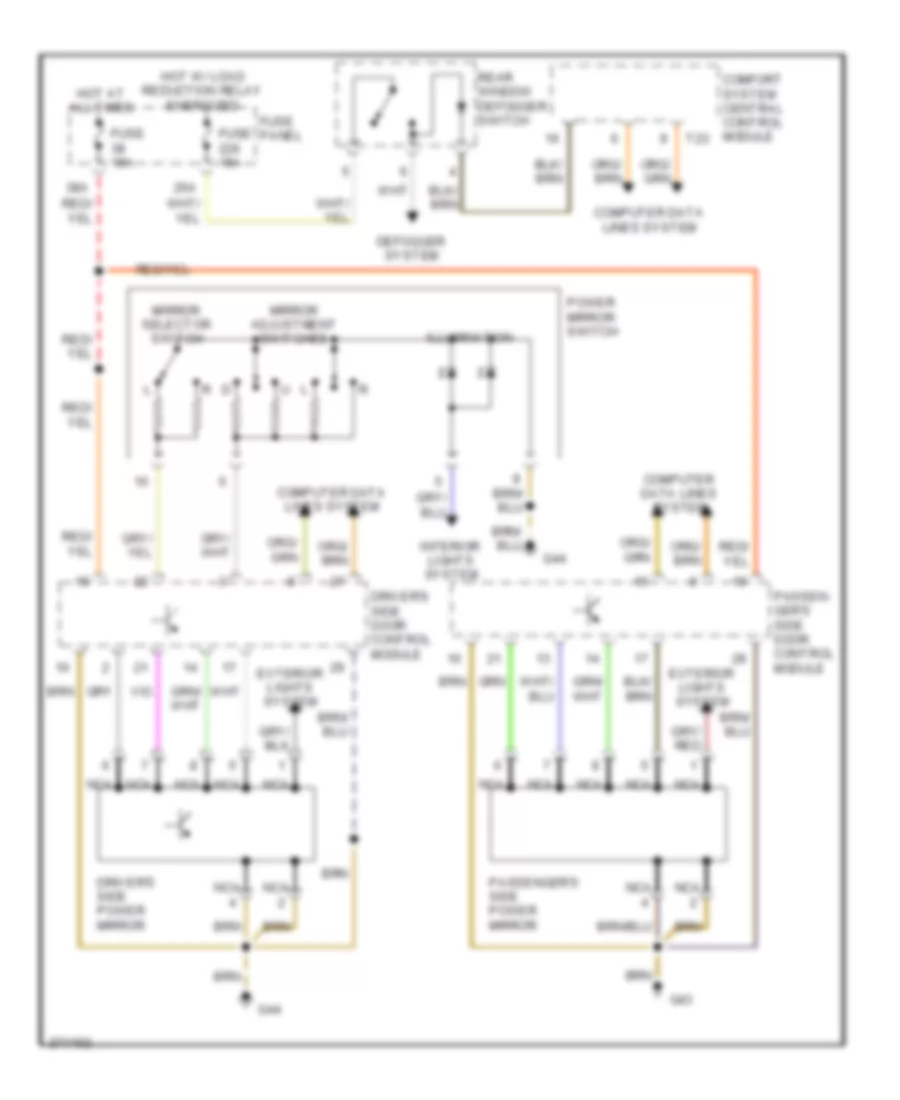 Power Mirrors Wiring Diagram, Except Convertible for Volkswagen New Beetle 2007